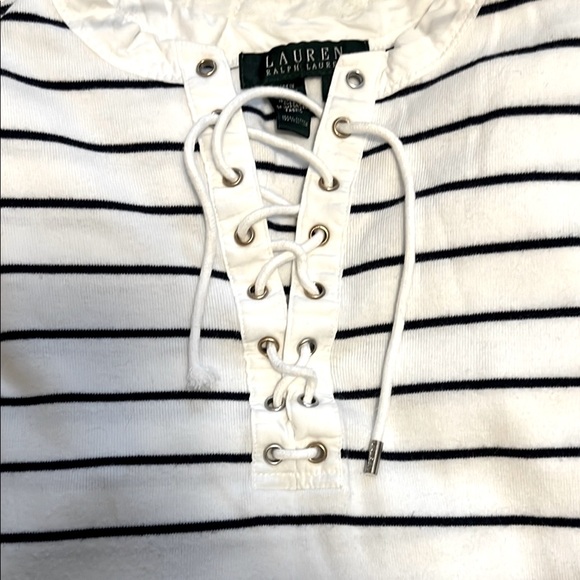 Lauren Ralph Lauren Women's Striped Top - White and Black - Picture 6 of 6